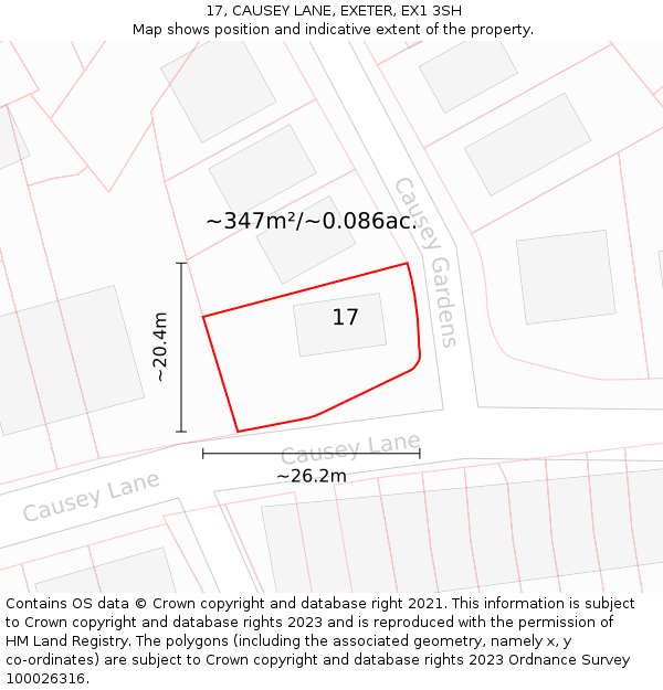 17, CAUSEY LANE, EXETER, EX1 3SH: Plot and title map