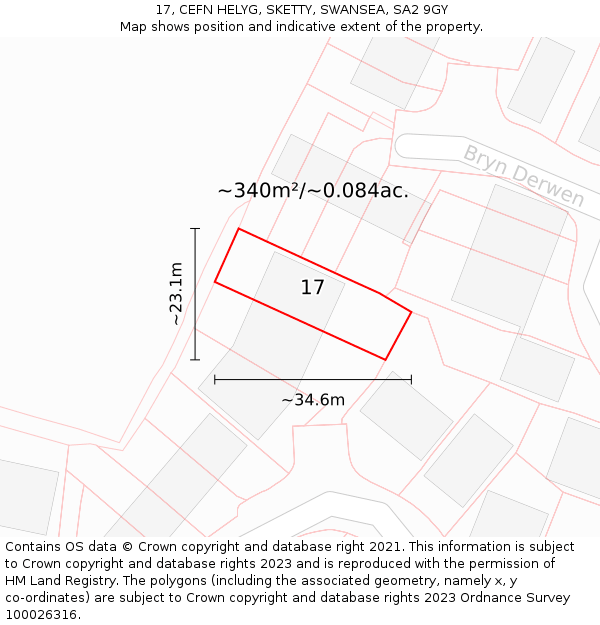 17, CEFN HELYG, SKETTY, SWANSEA, SA2 9GY: Plot and title map