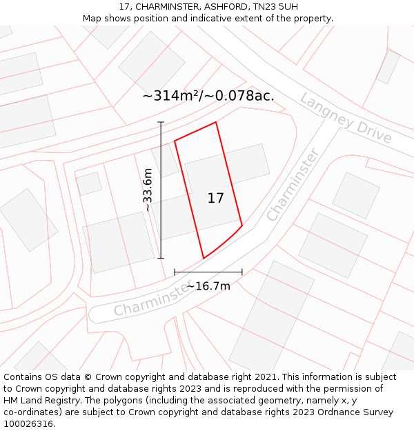 17, CHARMINSTER, ASHFORD, TN23 5UH: Plot and title map