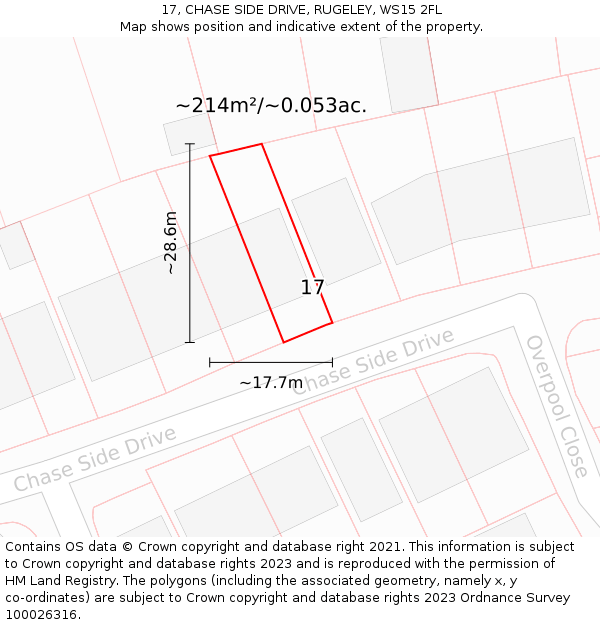 17, CHASE SIDE DRIVE, RUGELEY, WS15 2FL: Plot and title map