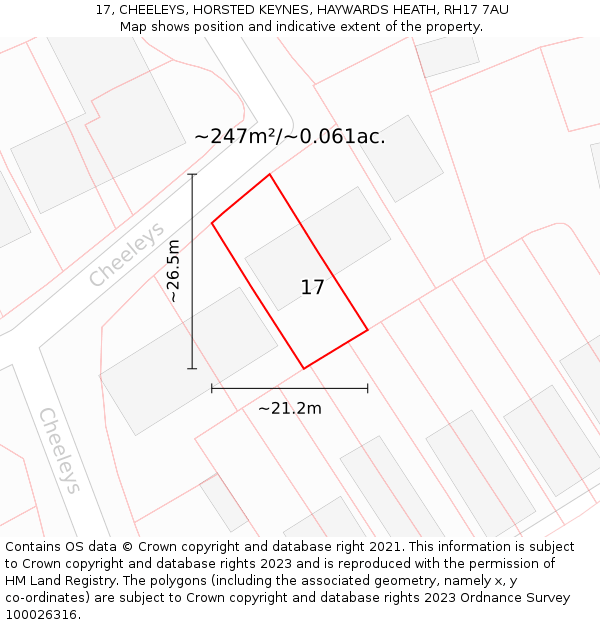 17, CHEELEYS, HORSTED KEYNES, HAYWARDS HEATH, RH17 7AU: Plot and title map