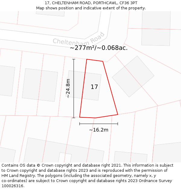 17, CHELTENHAM ROAD, PORTHCAWL, CF36 3PT: Plot and title map