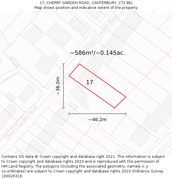 17, CHERRY GARDEN ROAD, CANTERBURY, CT2 8EL: Plot and title map