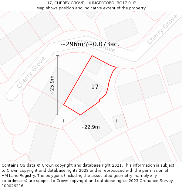 17, CHERRY GROVE, HUNGERFORD, RG17 0HP: Plot and title map