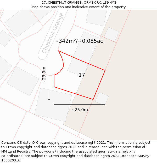 17, CHESTNUT GRANGE, ORMSKIRK, L39 4YG: Plot and title map