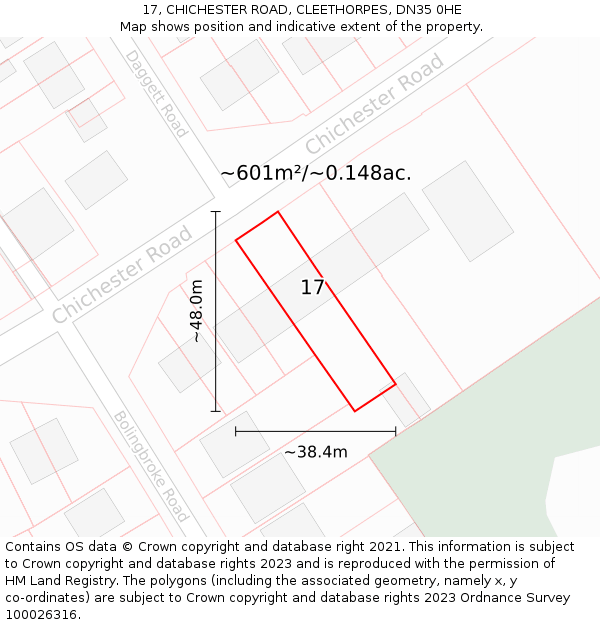 17, CHICHESTER ROAD, CLEETHORPES, DN35 0HE: Plot and title map