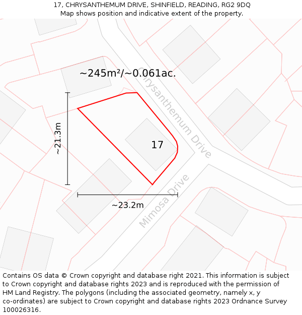 17, CHRYSANTHEMUM DRIVE, SHINFIELD, READING, RG2 9DQ: Plot and title map