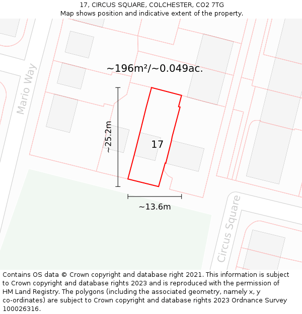 17, CIRCUS SQUARE, COLCHESTER, CO2 7TG: Plot and title map