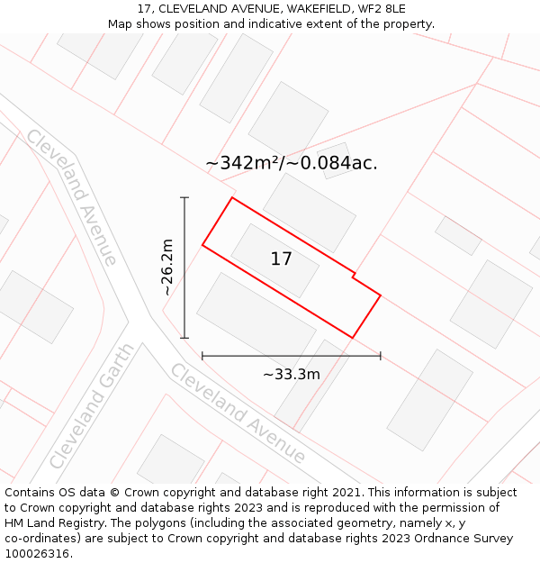 17, CLEVELAND AVENUE, WAKEFIELD, WF2 8LE: Plot and title map