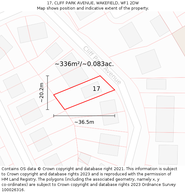 17, CLIFF PARK AVENUE, WAKEFIELD, WF1 2DW: Plot and title map