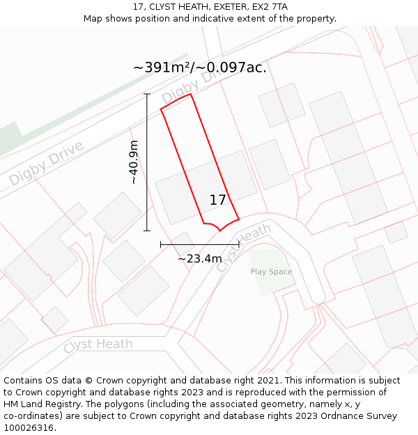 17, CLYST HEATH, EXETER, EX2 7TA: Plot and title map