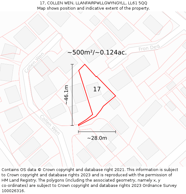 17, COLLEN WEN, LLANFAIRPWLLGWYNGYLL, LL61 5QQ: Plot and title map