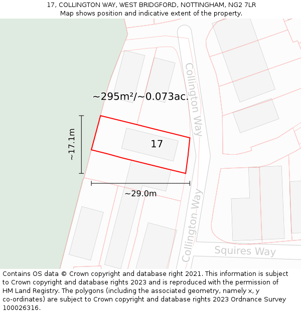 17, COLLINGTON WAY, WEST BRIDGFORD, NOTTINGHAM, NG2 7LR: Plot and title map