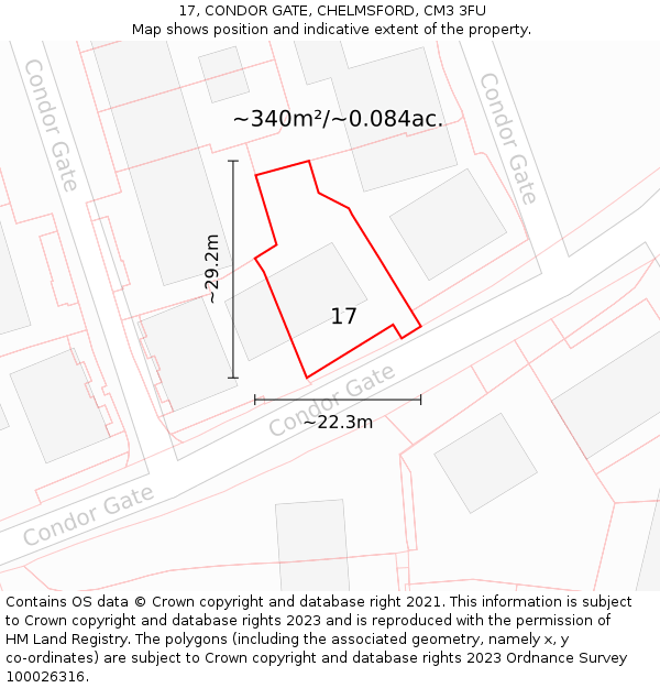 17, CONDOR GATE, CHELMSFORD, CM3 3FU: Plot and title map