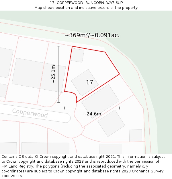 17, COPPERWOOD, RUNCORN, WA7 6UP: Plot and title map