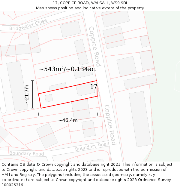 17, COPPICE ROAD, WALSALL, WS9 9BL: Plot and title map