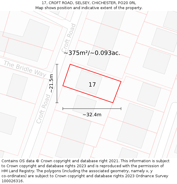 17, CROFT ROAD, SELSEY, CHICHESTER, PO20 0RL: Plot and title map