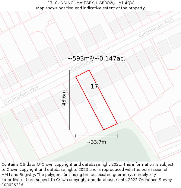 17, CUNNINGHAM PARK, HARROW, HA1 4QW: Plot and title map