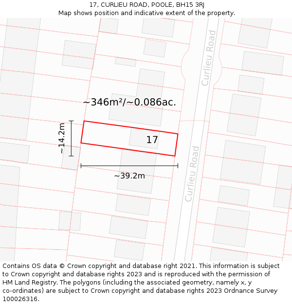 17, CURLIEU ROAD, POOLE, BH15 3RJ: Plot and title map