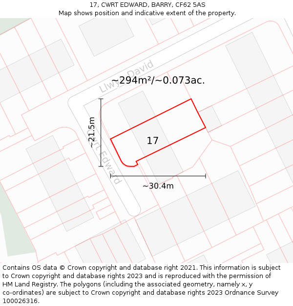 17, CWRT EDWARD, BARRY, CF62 5AS: Plot and title map