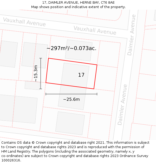 17, DAIMLER AVENUE, HERNE BAY, CT6 8AE: Plot and title map