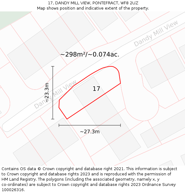 17, DANDY MILL VIEW, PONTEFRACT, WF8 2UZ: Plot and title map