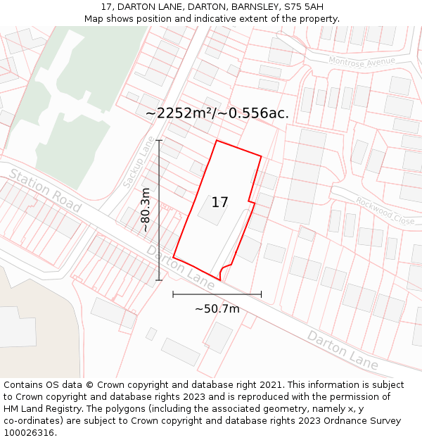 17, DARTON LANE, DARTON, BARNSLEY, S75 5AH: Plot and title map