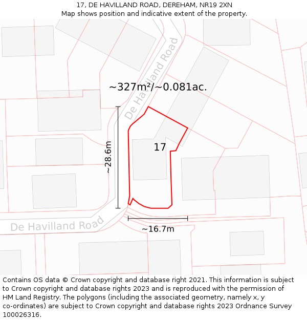 17, DE HAVILLAND ROAD, DEREHAM, NR19 2XN: Plot and title map