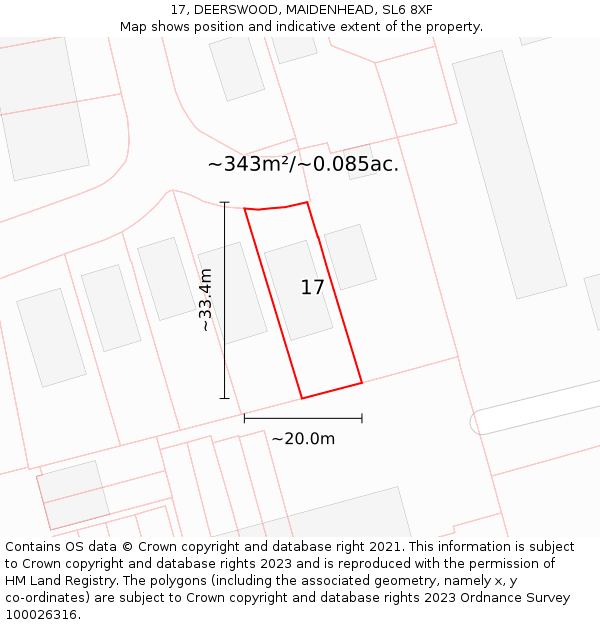 17, DEERSWOOD, MAIDENHEAD, SL6 8XF: Plot and title map