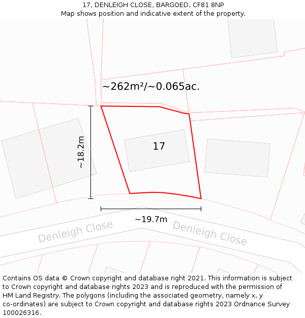 17, DENLEIGH CLOSE, BARGOED, CF81 8NP: Plot and title map