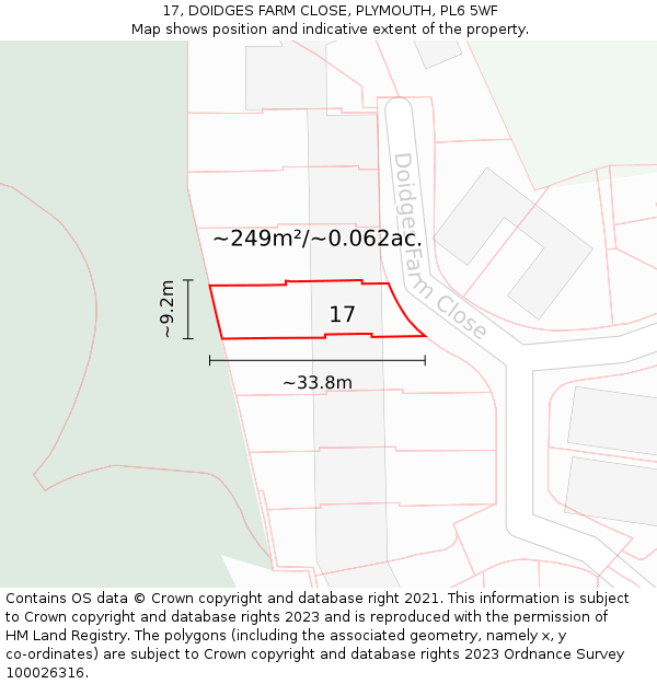 17, DOIDGES FARM CLOSE, PLYMOUTH, PL6 5WF: Plot and title map