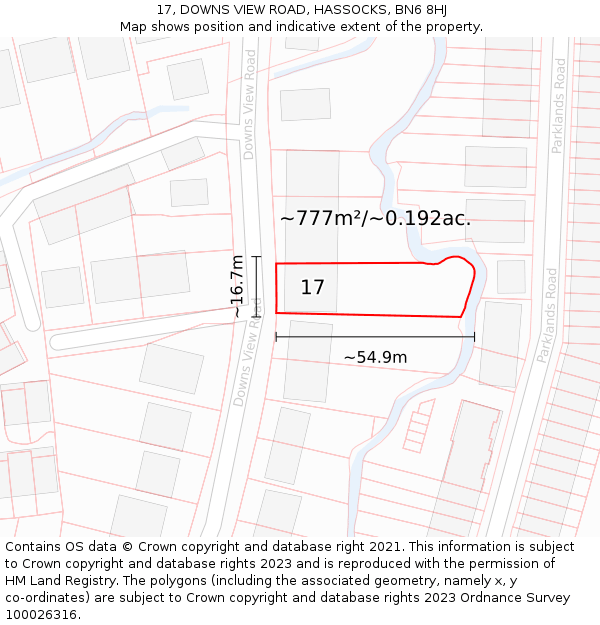 17, DOWNS VIEW ROAD, HASSOCKS, BN6 8HJ: Plot and title map