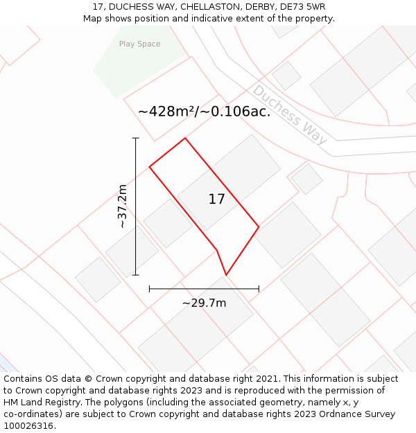 17, DUCHESS WAY, CHELLASTON, DERBY, DE73 5WR: Plot and title map