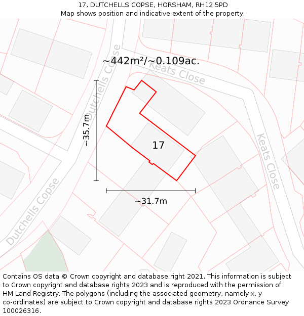 17, DUTCHELLS COPSE, HORSHAM, RH12 5PD: Plot and title map