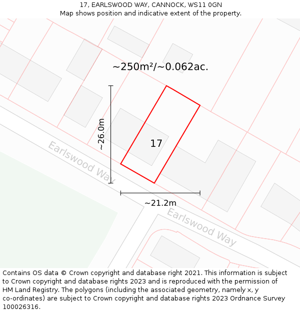 17, EARLSWOOD WAY, CANNOCK, WS11 0GN: Plot and title map