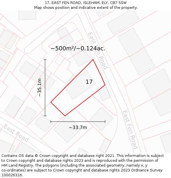 17, EAST FEN ROAD, ISLEHAM, ELY, CB7 5SW: Plot and title map