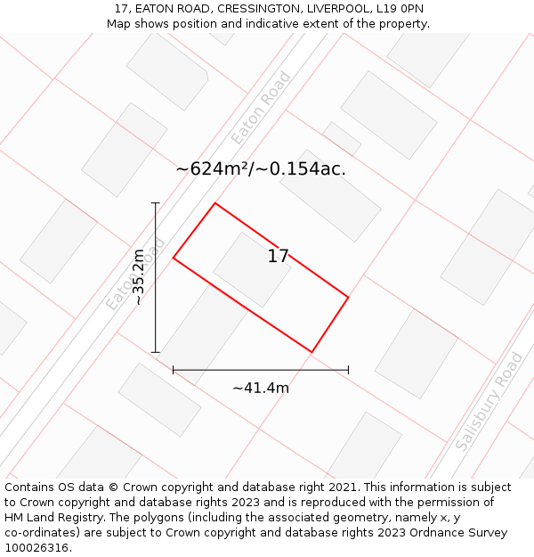 17, EATON ROAD, CRESSINGTON, LIVERPOOL, L19 0PN: Plot and title map