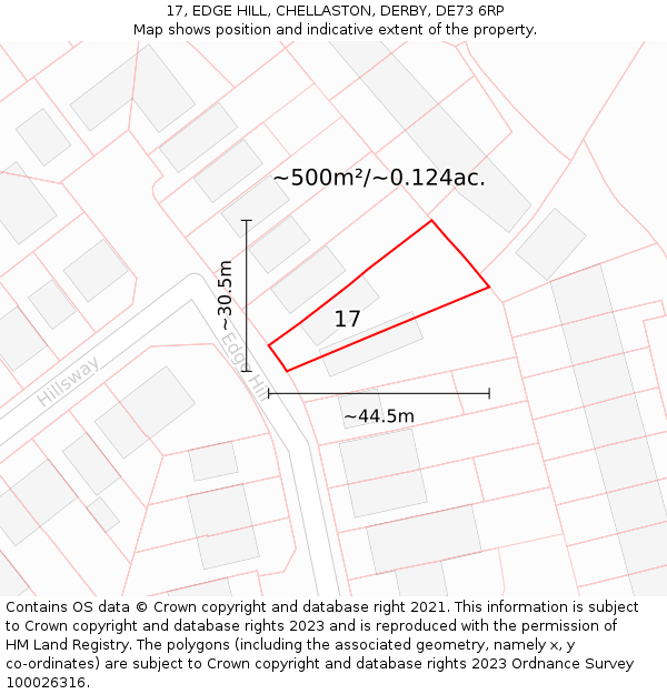 17, EDGE HILL, CHELLASTON, DERBY, DE73 6RP: Plot and title map