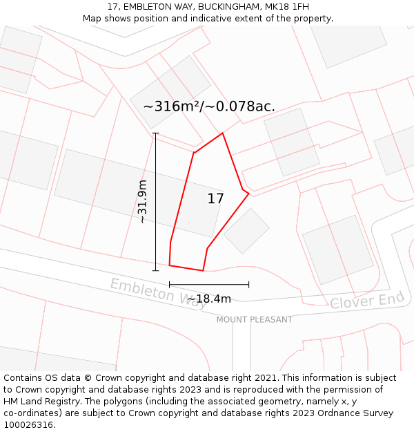17, EMBLETON WAY, BUCKINGHAM, MK18 1FH: Plot and title map