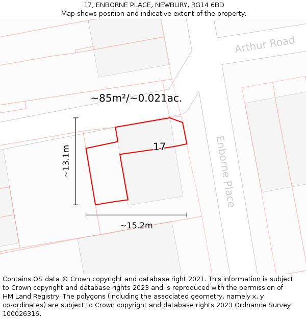 17, ENBORNE PLACE, NEWBURY, RG14 6BD: Plot and title map