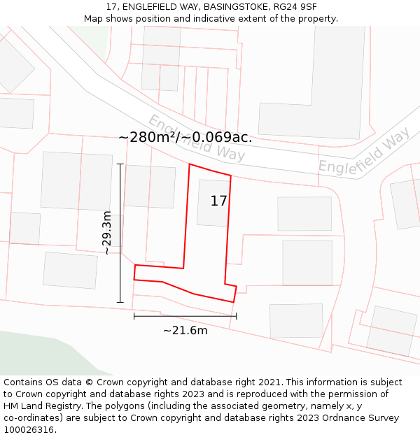 17, ENGLEFIELD WAY, BASINGSTOKE, RG24 9SF: Plot and title map