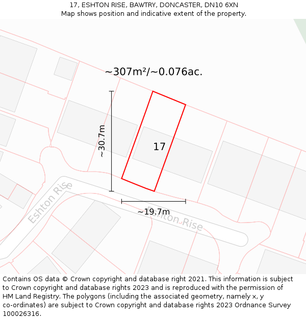 17, ESHTON RISE, BAWTRY, DONCASTER, DN10 6XN: Plot and title map