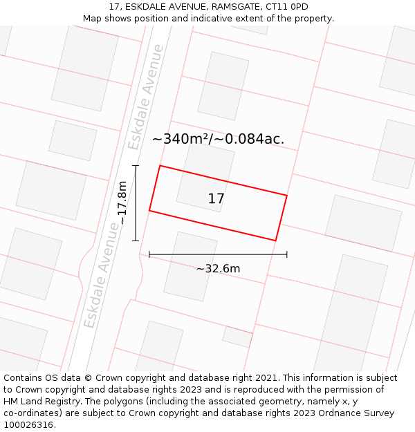 17, ESKDALE AVENUE, RAMSGATE, CT11 0PD: Plot and title map