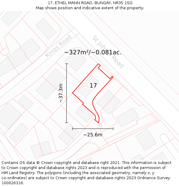 17, ETHEL MANN ROAD, BUNGAY, NR35 1SG: Plot and title map