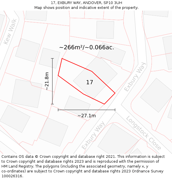 17, EXBURY WAY, ANDOVER, SP10 3UH: Plot and title map