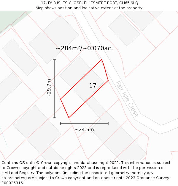 17, FAIR ISLES CLOSE, ELLESMERE PORT, CH65 9LQ: Plot and title map