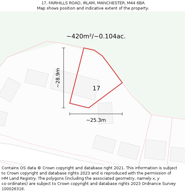 17, FAIRHILLS ROAD, IRLAM, MANCHESTER, M44 6BA: Plot and title map