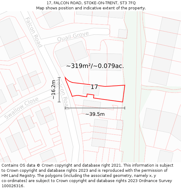 17, FALCON ROAD, STOKE-ON-TRENT, ST3 7FQ: Plot and title map