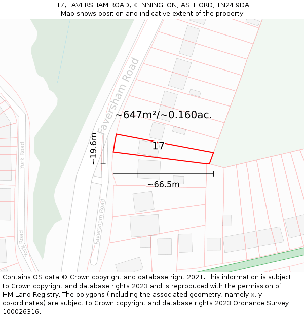 17, FAVERSHAM ROAD, KENNINGTON, ASHFORD, TN24 9DA: Plot and title map