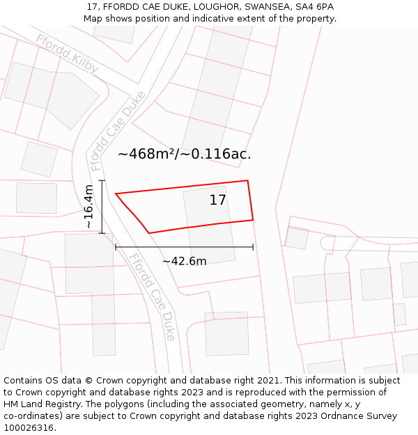 17, FFORDD CAE DUKE, LOUGHOR, SWANSEA, SA4 6PA: Plot and title map